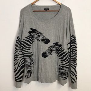 Apt. 9 Women's Grey Graphic Zebra Knit Sweater